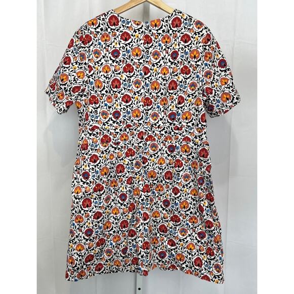 BODEN Cotton Mini Shift Dress Enchanted Bloom Floral Red Orange UK 20 US 16 18 - Picture 2 of 9